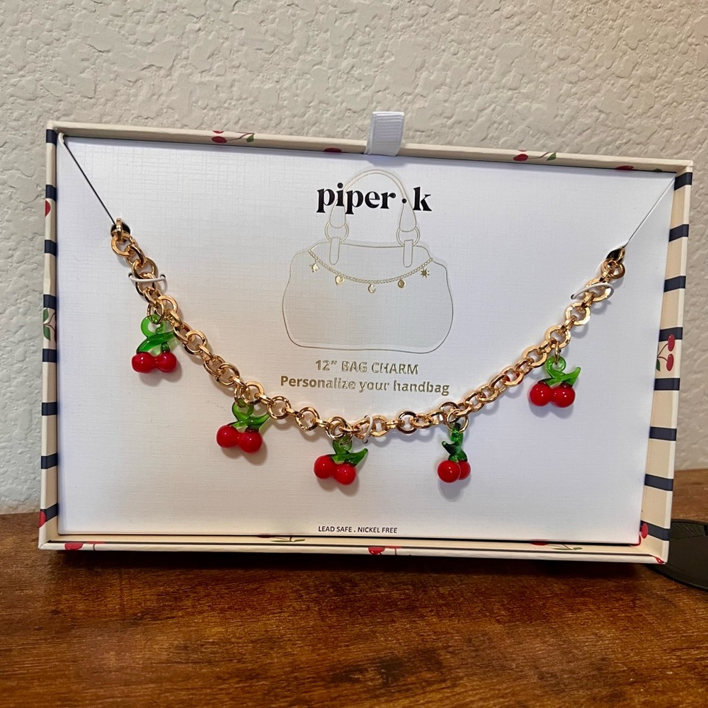 Piper K. 12 In. Gold Cherry Bag Chain